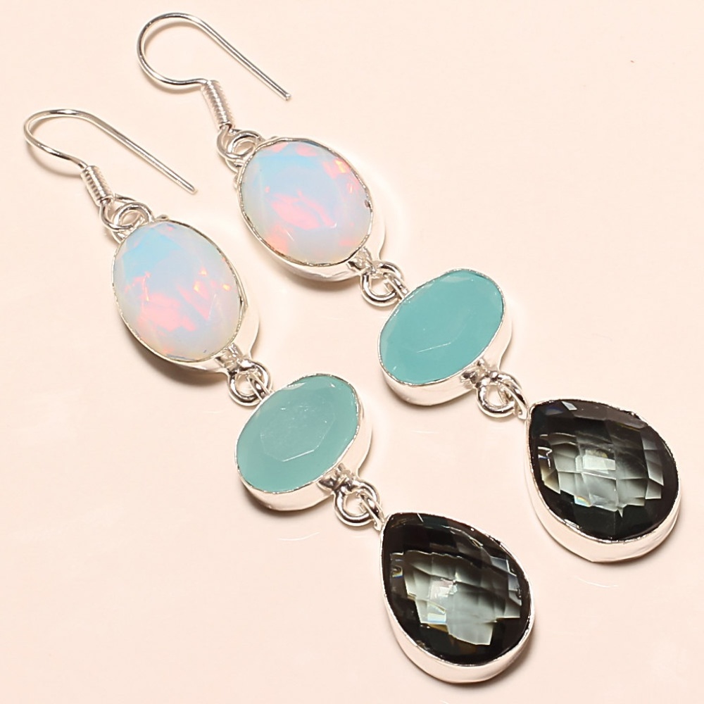 Moonstone, Chacedony & Green Quartz earrings